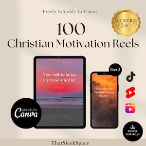 100 Christian Motivational Videos | Reels Bundle I For Instagram Reels, Tiktok, Shorts I Editable in Canva I Inspirational video messages
