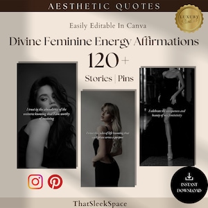 120 Göttliche Weibliche Energie IG Geschichte Zitate Bündel | Pinterest Pins | Done For You Instagram Geschichten, Canva Bearbeitbares Zitat | Girl Boss Insta