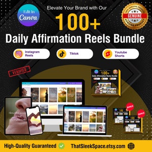 100 Daily Affirmations Instagram Reels Videos l Motivational Video Bundle, Canva Videos Templates l Affirmation Video Tiktok, Youtube Shorts