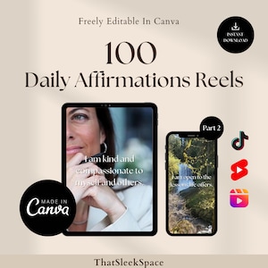 100 Daily Affirmations Instagram Reels Videos l Affirmation Video Bundle l Reels Video Templates l Instagram Videos, Tiktok, Youtube Shorts