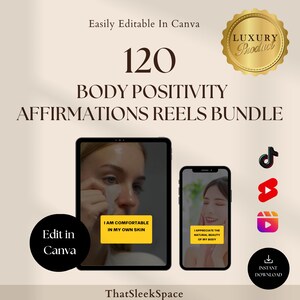 120 Body Positivity Affs Reels Bundle, Instagram Reels, Tiktok, Youtube Shorts, Canva bearbeitbare Vorlagen, Viral Reels Vorlagen, Social Media Paket