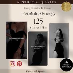 125 Feminine Energy IG Story Quotes Bundle | Pinterest Pins | Done For You Instagram Stories, Canva Editable Quote | Girl Boss Social Media