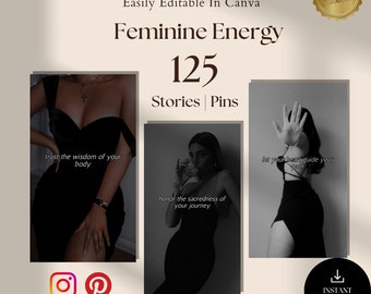 125 Feminine Energy IG Story Quotes Bundle | Pinterest Pins | Done For You Instagram Stories, Canva Editable Quote | Girl Boss Social Media