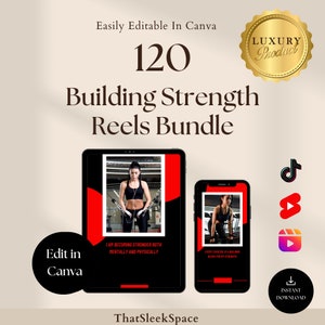 120 Gym Body Strength Instagram-rollen, fitnesscoachrollen, Tiktok, YouTube-shorts, bewerkbare canva, Instagram-sjablonen, fitnessrollenpakket