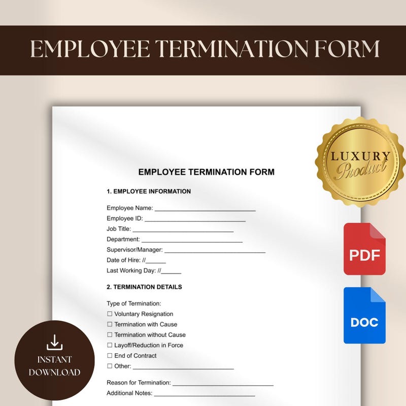 Manager Termination Form Employee Termination Form - Etsy