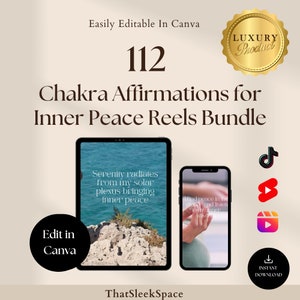 112 Chakra Affirmations for Inner Peace Reels Bundle,Instagram Reels,Tiktok,Youtube Shorts,Canva Editable Templates,Viral Reels Templates