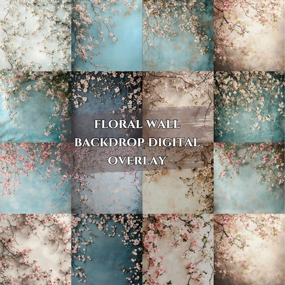Floral Branch Backdrops Overlays Flower Branch Digital Overlays Maternity Backdrops Overlays Branch Photoshop Composite Commercial Use