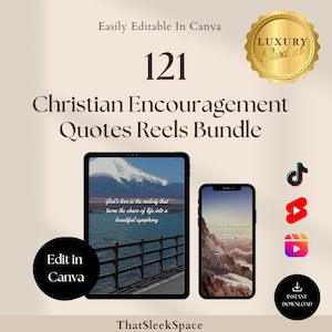 121 Christian Motivational Quotes | Bible Quotes Reels Bundle I Instagram Reels, Tiktok, Shorts I Editable in Canva I Viral Tiktok Videos