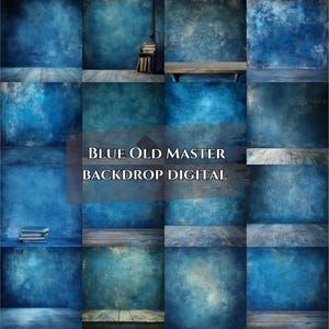 Old Master Studio Background Navy Blue Digital Backdrops Sets for Maternity Wedding Photography Fine Arts Texture Photoshop Background