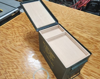 Large "Fat 50" Ammo Can Humidor.  Perfect for your cigars!  Includes Bovida Humidity pack and hygrometer.  Store your stogies in style!