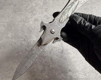 7.7" Spring Assisted Folding Pocket Knife, Stainless Steel Handle
