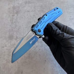 6.85" Spring Assisted Folding Pocket Knife, Anodized Aluminum Handle