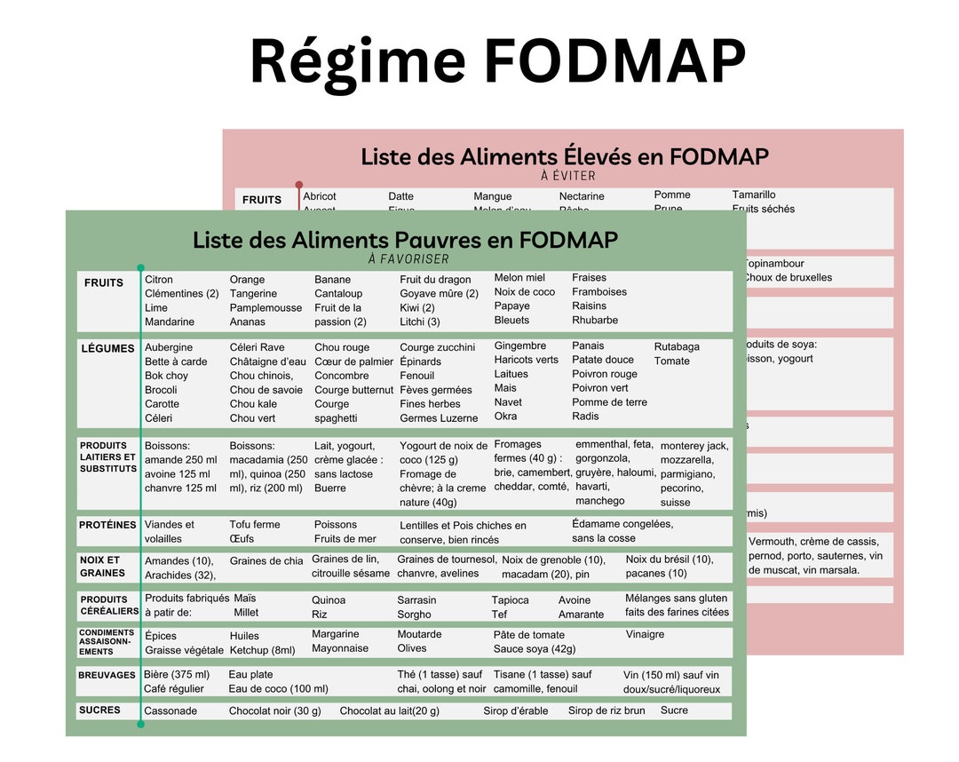 Liste Complète Des Aliments Pauvres En Fodmap www.etsy.com