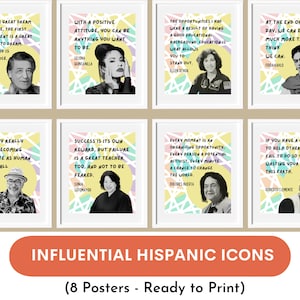 Hispanic Heritage Month, Influential Hispanic leaders posters(Set of 8), famous Latinx leaders, latina Classroom and office Decor