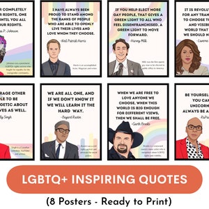 Inspiring LGBTQ+ Quotes (set of 8 posters), LGBTQ Empowerment posters, Pride month posters, LGBTQ Art Prints, Classroom Decor, office decor