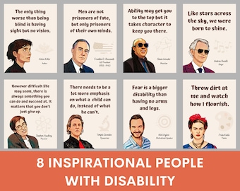 Carteles inspiradores para personas con discapacidad (juego de 8), concienciación sobre la discapacidad, inclusión, accesibilidad y orgullo por la discapacidad.