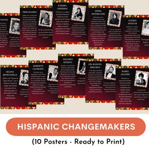Hispanic Heritage Month, Latinx changemakers posters (Set of 10), famous Hispanic leaders, Classroom decor, office Decor
