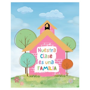 Spanish class is family poster, clase es familia, printable, instant download
