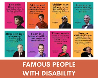 Famous people with disability posters (set of 8), disability awareness, inclusion, accessibility, disability pride, classroom office decor