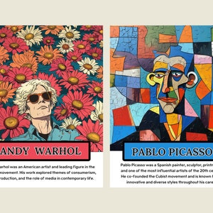 Famous artists (set of 16), art history, art classroom decor, art school hallway, printable posters image 4