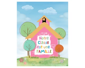 La clase de francés es un cartel familiar, classe est famille, affiche imprimable, imprimible, descarga instantánea