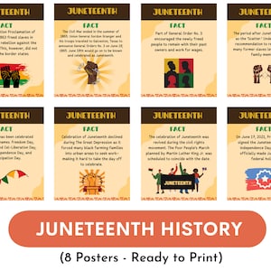 Juneteenth history posters (set of 8), freedom posters, inspirational, juneteenth bulletin board, classroom decor , office decor