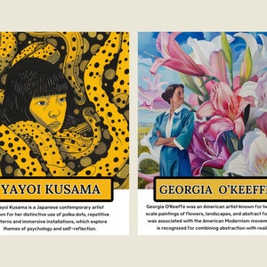 Famous artists (set of 16), art history, art classroom decor, art school hallway, printable posters image 3