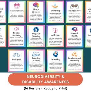 Neurodiversity posters, disability awareness posters, invisible disability, inclusion, accessibility, disability pride, neurodivergence