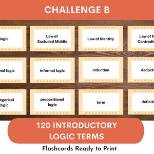 CC Challenge B Introductory logic Terms Flashcards , set of 120 flashcards, logic terms, logic flashcards