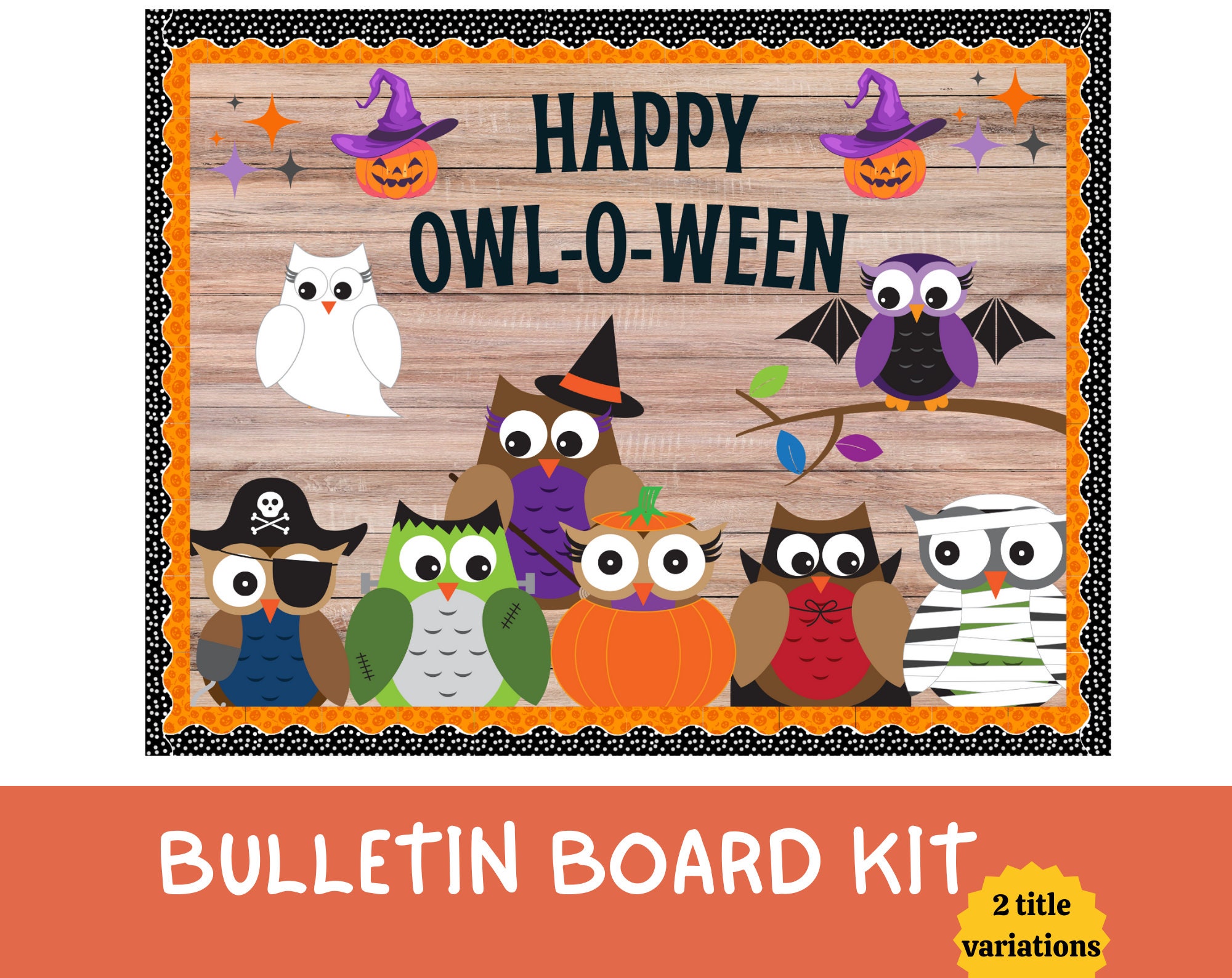 Owl halloween bulletin board kit, halloween owl bulletin board, halloween classroom decor, fall clas
