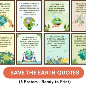 Earth quotes Posters (set of 8), Environment Quotes, World Earth Day poster, Earth Day quotes, Classroom and office Decor