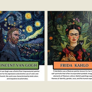 Famous artists (set of 16), art history, art classroom decor, art school hallway, printable posters image 5