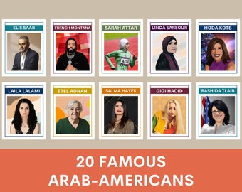 Berühmte arabische Amerikaner Poster (20er-Set), Arab American Heritage Month, NAAHM, berühmte arabische Amerikaner, Zitate, Klassenzimmer Dekor