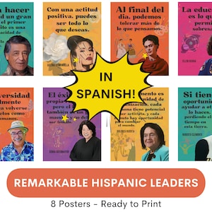 Hispanic Heritage Month, einflussreiche Hispano-Führer Poster (Set von 8), berühmte Latein-Führer, Klassenzimmer- und Bürodekor