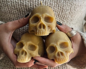 Unique Beeswax Skull Candle | Handcrafted Gothic Home Décor