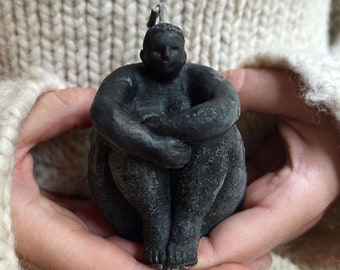 Dolores Black Natural Beeswax Female Body Unique Altar Candle For Ceremony Meditation Gifts Handmade Woman Owned Small Business Made in USA