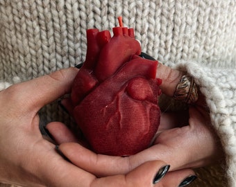 Handcrafted Beeswax Human Heart Candle - Unique Decor and Gift