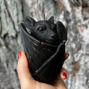 Black Bat Beeswax Candle | Gothic Home Decor | Halloween Candle | Witchy Gift | Cottagecore Decor