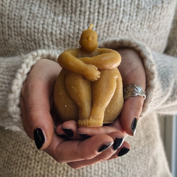 Dolores Natural Beeswax Female Body Unique Altar Candle For Ceremony Meditation Gifts Handmade Woman Owned Small Business Made in USA