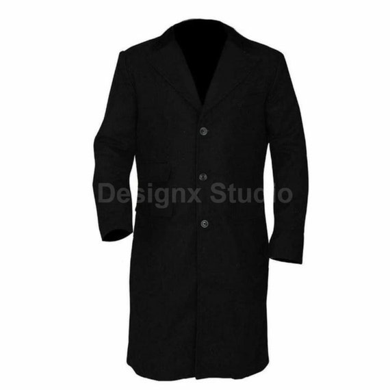 Men Handmade Peaky Blinders Black Wool Overcoat Long Thomas -  Portugal