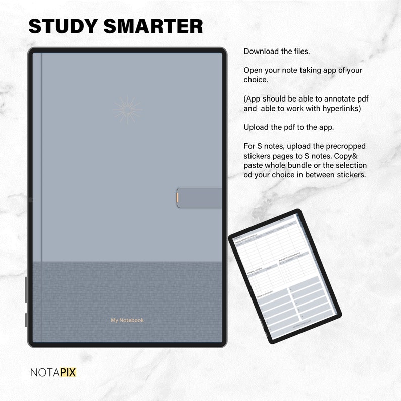 Minimalistic Boho Digital Notebookstudent Planner for Android and