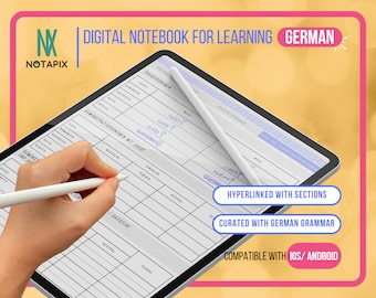 Cuaderno digital de alemán: PDF interactivo para aprender idiomas, diario y guía de estudio para principiantes