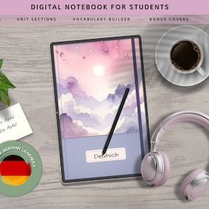 Cuaderno digital para estudiantes de alemán para usuarios de tabletas: herramienta de estudio interactiva y práctica del idioma: descargue y aprenda alemán de manera eficiente