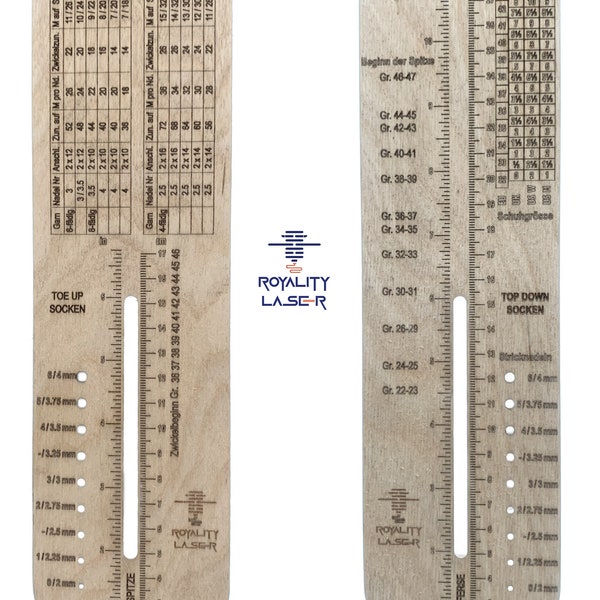 Sockenlineal 6 in 1, Sock ruler, Sock knitting ruler, Strick-Lineal, Sock board, Heel 2 Toe Ruler, Toe up Ruler, Knitting accessories