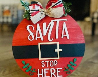 Santa Stop Here Door Hanger, 18" (Customizable)