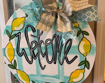 Percha para puerta de 18 pulgadas con la frase Bienvenidos - Limones
