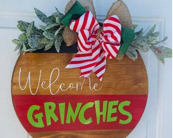 Welcome Grinches Door Hanger, 18&quot; (Customizable)