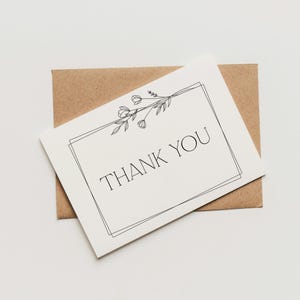 Floral Thank You Card | Monochrome Black And White Design | Digital Download | Gratitude Card Perfect for Weddings, Small Businesses