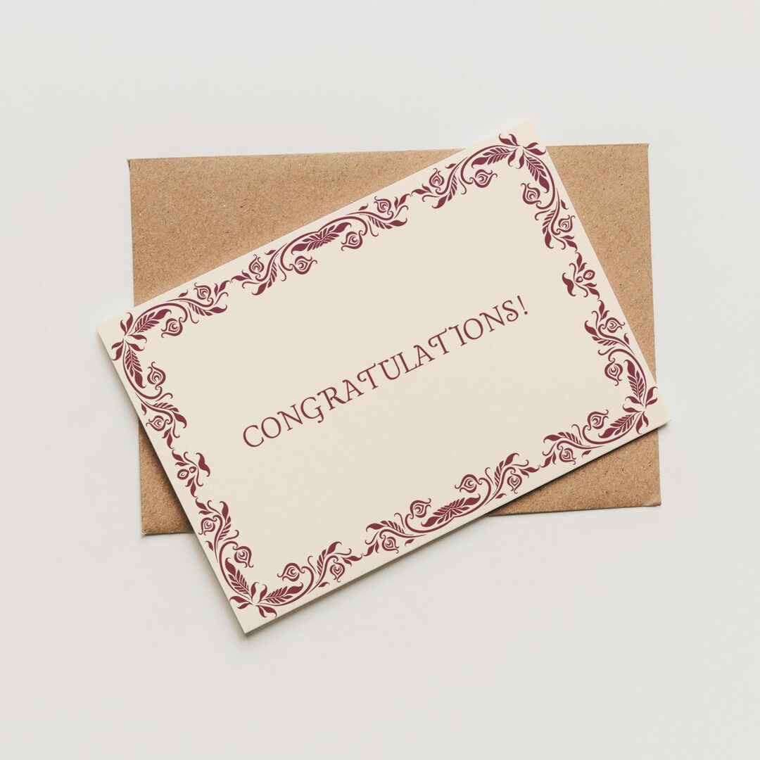 Elegant Congratulations Card Printable Vintage Floral Border Style ...