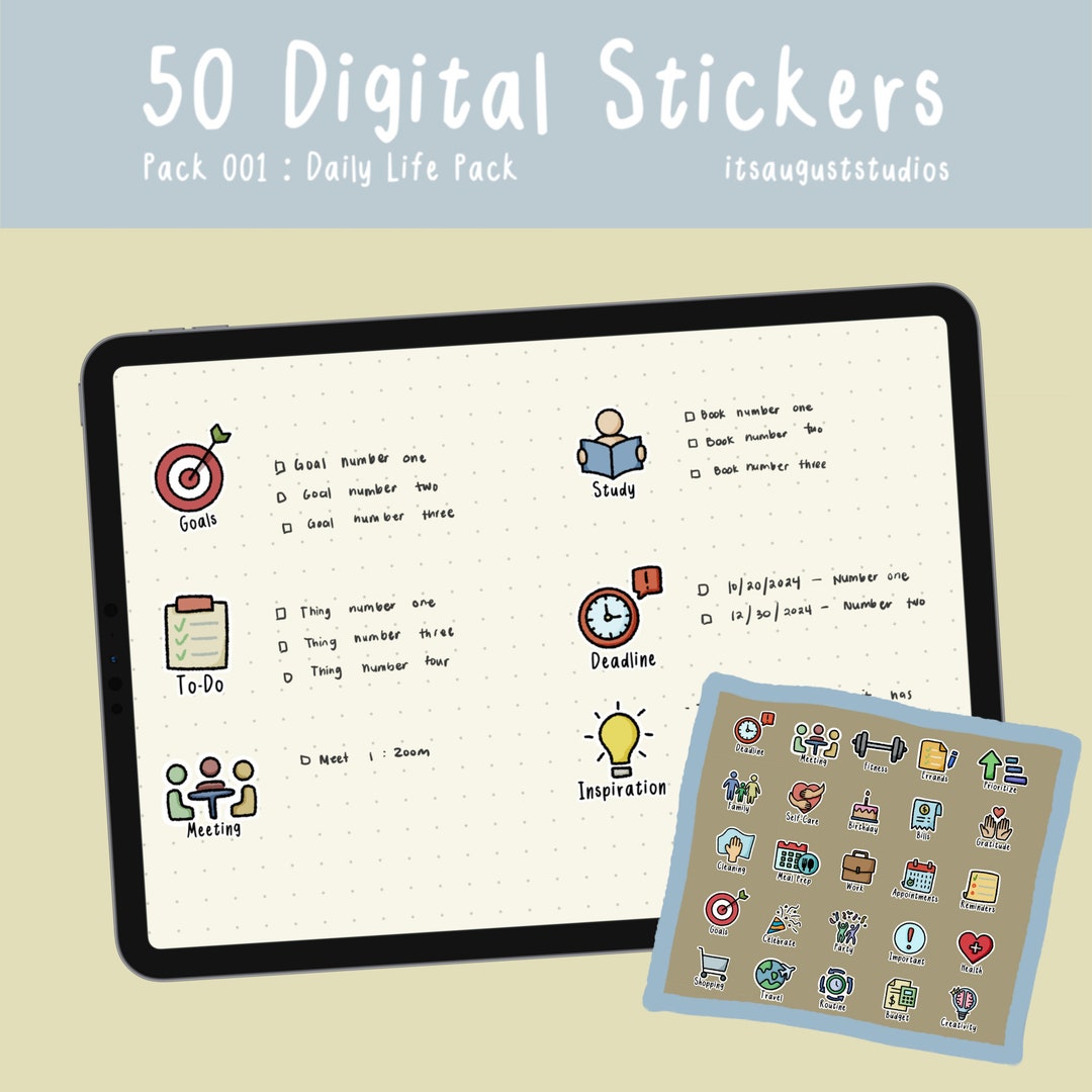 50 Goodnotes, Notability iPad Digital Sticker | Daily Life Sticker Pack ...